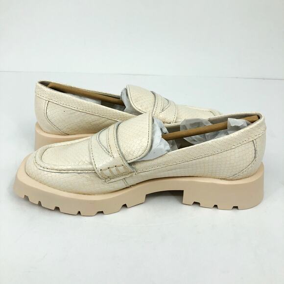 DOLCE VITA Womens Elias Loafer 6.5 White Ivory Embossed Leather Lug Sole NWOB - Picture 7 of 11